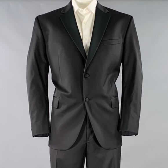 DAVID DONAHUE Size 48 Roarke Black Wool Notch Lapel Tuxedo - Picture 1 of 13